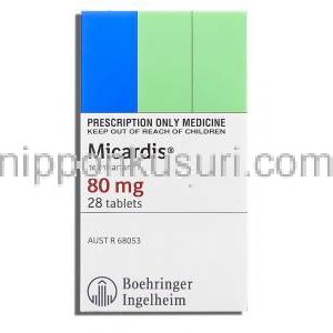 ミカルディス Micardis, テルミサルタン 80mg 錠 (Boehringer Ingelheim) 箱