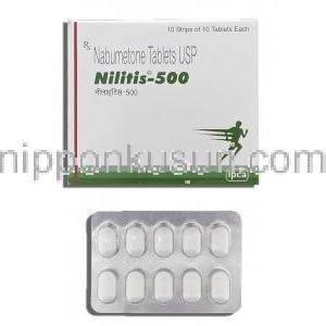 ニリティス Nilitis, レリフェンジェネリック, ナブメトン 500mg 錠 (IPCA)