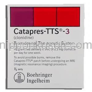 カタプレス Catapres-TTS, クロニジン 0.3 mg パッチ (Boehringer Ingelheim) 箱