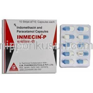 インドメタシン / アセトアミンフェン, Inmecin-P,  25MG/ 325MG カプセル (E.M. Pharma)