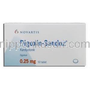 ジゴシン Digoxin, ジゴキシン0.25mg(250mcg)錠 (Novartis) 箱