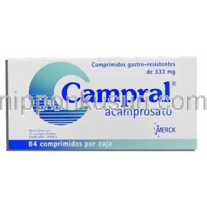 キャンプラル Campral, アカンプロセート 333mg 錠 (Merck) 箱