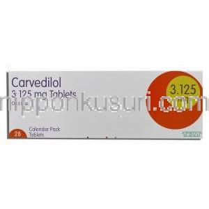 カーベディオル Carvedilol , アーチスト ジェネリック, カルベジロール 3.125mg 錠 箱