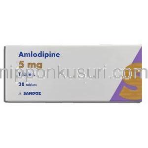 ノルバスク ジェネリック, アムロジピン  5mg (Sandoz) 箱