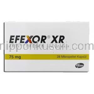 エフェクサーER Efexor XR, ベンラファキシン 75mg カプセル (Pfizer) 箱