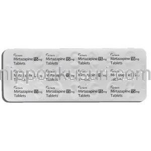 リフレックス ジェネリック, ミルタザピン 15mg 錠 (Actavis) 包装裏面