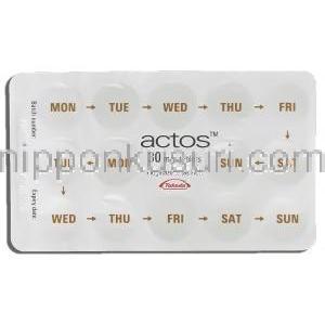アクトス, ピオグリタゾン 30mg 錠 （タケダ） 包装裏面