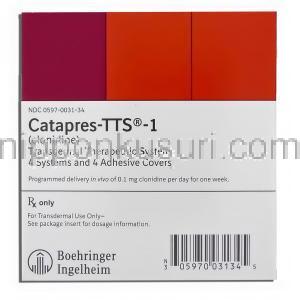 カタプレス Catapres-TTS, クロニジン 0.1 mg パッチ (Boehringer Ingelheim) 箱