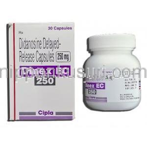 ジネックスEC Dinex EC, ヴァイデックスＥＣカプセル, ジダノシン 250mg カプセル (Cipla)