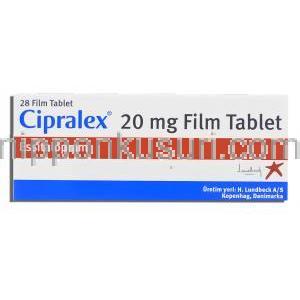 シプラレックス Cipralex, エスシタロプラムシュウ酸塩 20mg 錠 (Lundbeck) 箱
