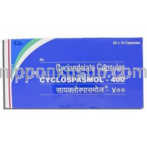 シクランデレート, Cyclospasmol,  400mg カプセル (Elder Pharma) 箱