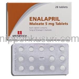 エナラプリル Enalapril, ディルバ Dilva, レニベース ジェネリック, エナラプリル 5mg 錠 (Medreich)