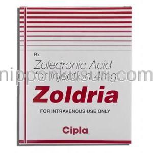 ゾルドリア Zoldria, ゾメタ ジェネリック, ゾレドロネート 4ml 5ml  注射 (Cipla) 箱