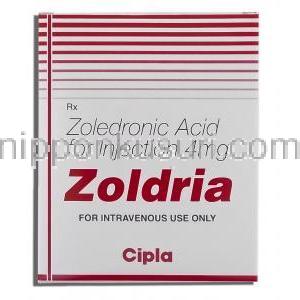 ゾルドリア Zoldria, ゾメタ ジェネリック, ゾレドロネート 4ml 5ml  注射 (Cipla) 箱