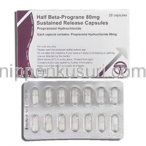 ハーフベータプログレーン Half-Beta-Prograne SR, インデラル ジェネリック, プロプラノロール 80mg (Tillomed)