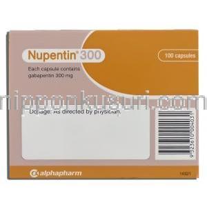 ヌペンチン Nupentin, ガバペンチン 300mg カプセル (Alphapharma) 箱裏面