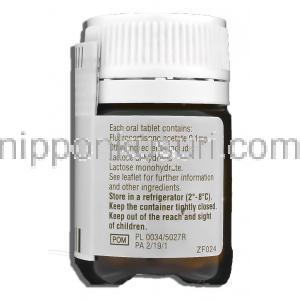フロリネフ Florinef, フロリネフ ジェネリック, フルドロコルチゾン 0.1mg 錠 (Bristol-Mayers) ボトル裏面