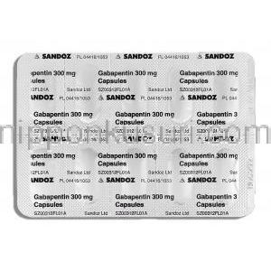 ガバペンチン Gabapentin 300mg カプセル (Sandoz) 包装裏面