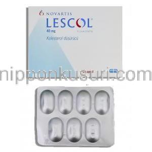 レスコール Lescol, ローコール ジェネリック, フルバスタチン 40mg (Novartis)