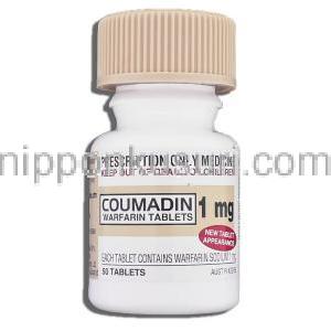 クーマディン Coumadin, ワーファリンジェネリック, ワルファリン 1mg 錠 (Sigma) ボトル