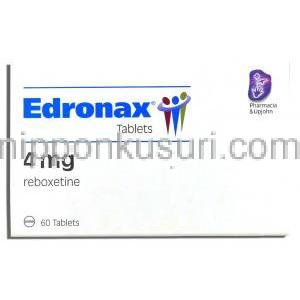 エドロナックス Edronax, レボキセチン 4mg 錠 (Pfizer) 箱