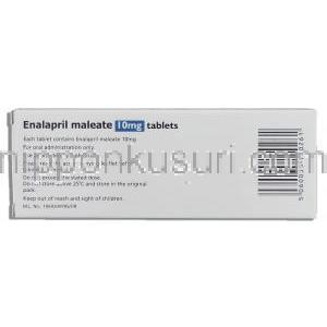 エナラプリル Enalapril, ディルバ Dilva, レニベース ジェネリック, エナラプリル 10mg 錠 (Medreich) 箱側面