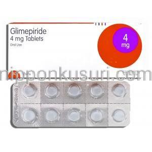 グリメピリド Glimepiride, アマリール ジェネリック 4mg 錠 (Teva)