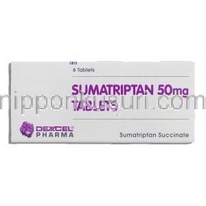 イミグラン ジェネリック, スマトリプタン Sumatriptan 50mg 錠 (Dexcel) 箱