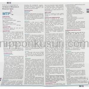 MTP キット, ミフェプリストーン・ミソプロストール配合 錠 (Cipla) 情報シート1