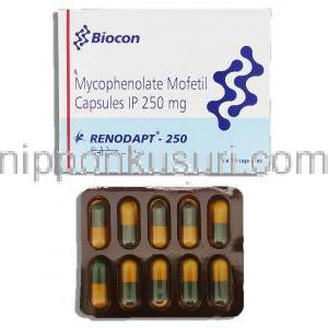 レノダプト Renodapt, セルセプト ジェネリック, ミコフェノール酸モフェチル 250mg (Biocon)