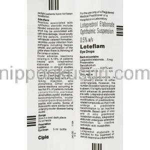 エタボン酸ロテプレドノール（ロテマックス ジェネリック）, Loteflam, 0.5%  点眼薬 (Cipla) 情報シー