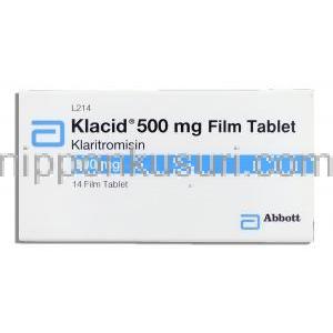 クラリシッド Klacid, クラリスロマイシン 500mg (アボット社) 箱