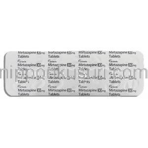リフレックス ジェネリック, ミルタザピン 30mg （Activas） 包装裏面