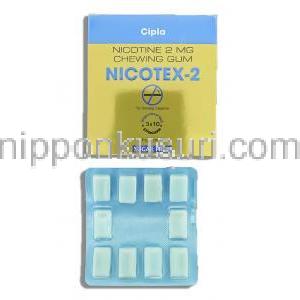 ニコテックス Nicotex, ニコチン 2mg ニコチン代替療法用ガム (Cipla)