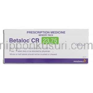 ベタロックCR Betaloc CR, コハク酸メトプロロール 23.75mg 箱 (アストラゼネカ社) 箱裏面