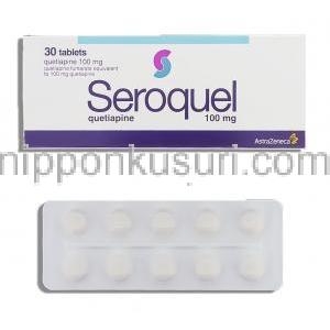 セロクエル Seroquel, クエチアピン フマル酸塩 100mg (Astra Zeneca)