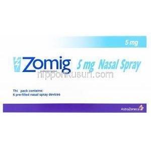 Zomig, Zolmitriptan Nasal Spray 6 pre-filled nasal spray devices, 5 mg, AstraZeneca