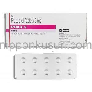 プラックス Prax, エフィエント ジェネリック, プラスグレル 5mg 錠 (Torrent)