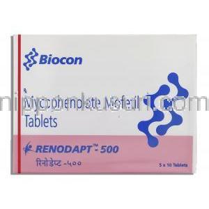 レノダプト Renodapt, セルセプト ジェネリック, ミコフェノール酸モフェチル 500mg (Biocon) 箱