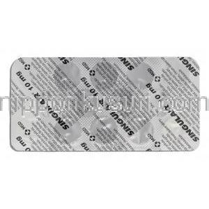 シングレア Singulairm, モンテルカストナトリウム 10mg 錠 (MSD) 包装裏面